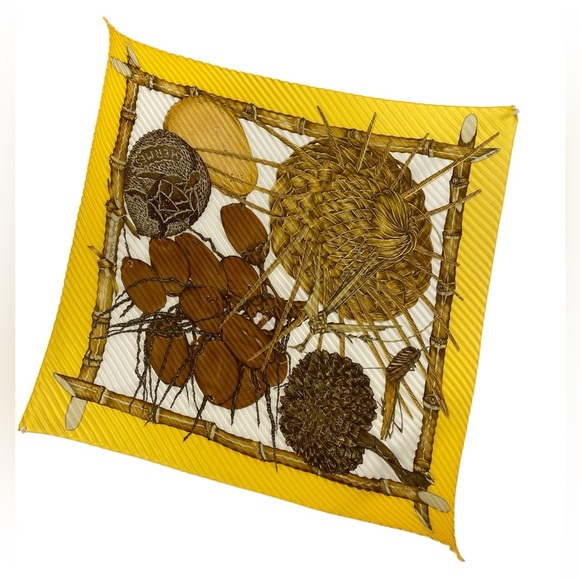 Hermes Plisse Silk Scarf Jardin Creole Carre 90 Pleaded Valerie Dawlat Dumoulin